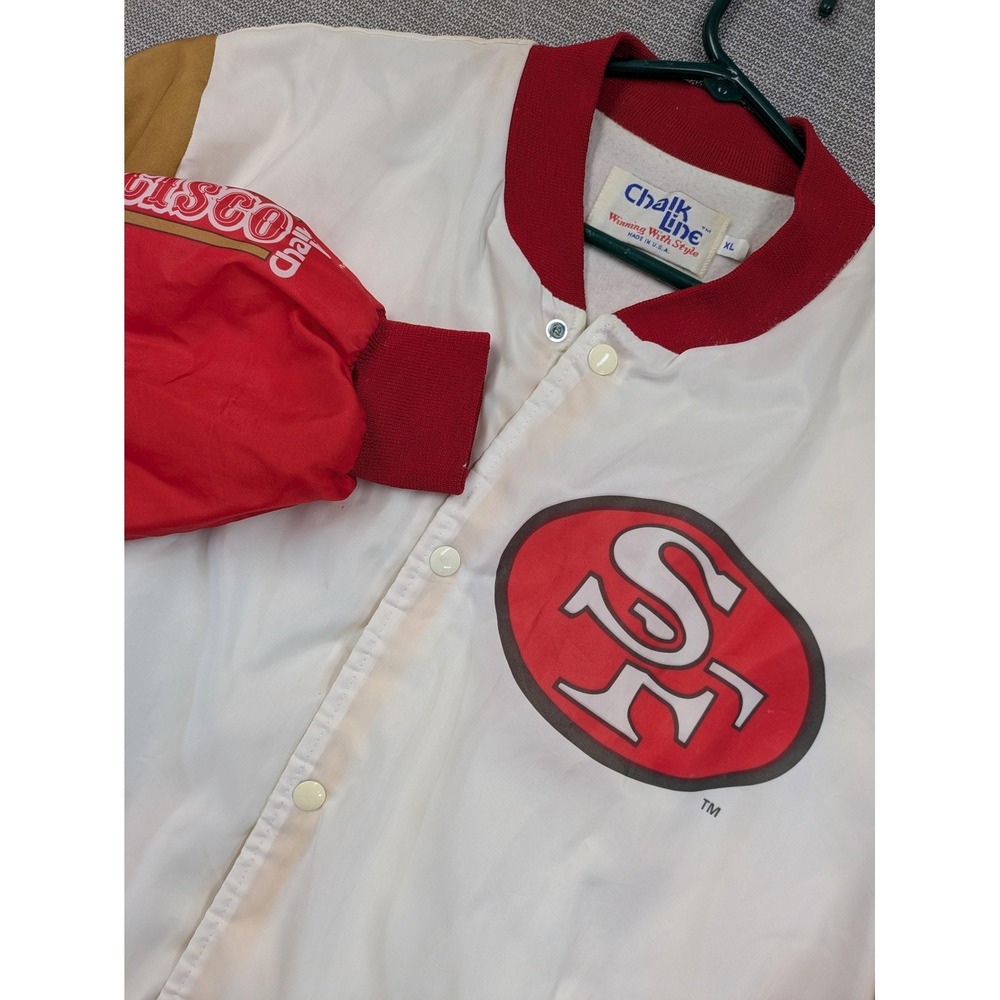 Vintage San Francisco 49ers Chalk Line Jacket Mens XL USA NFL Graphic 90s